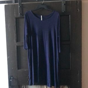 3/4 sleeve navy blue t shirt dress